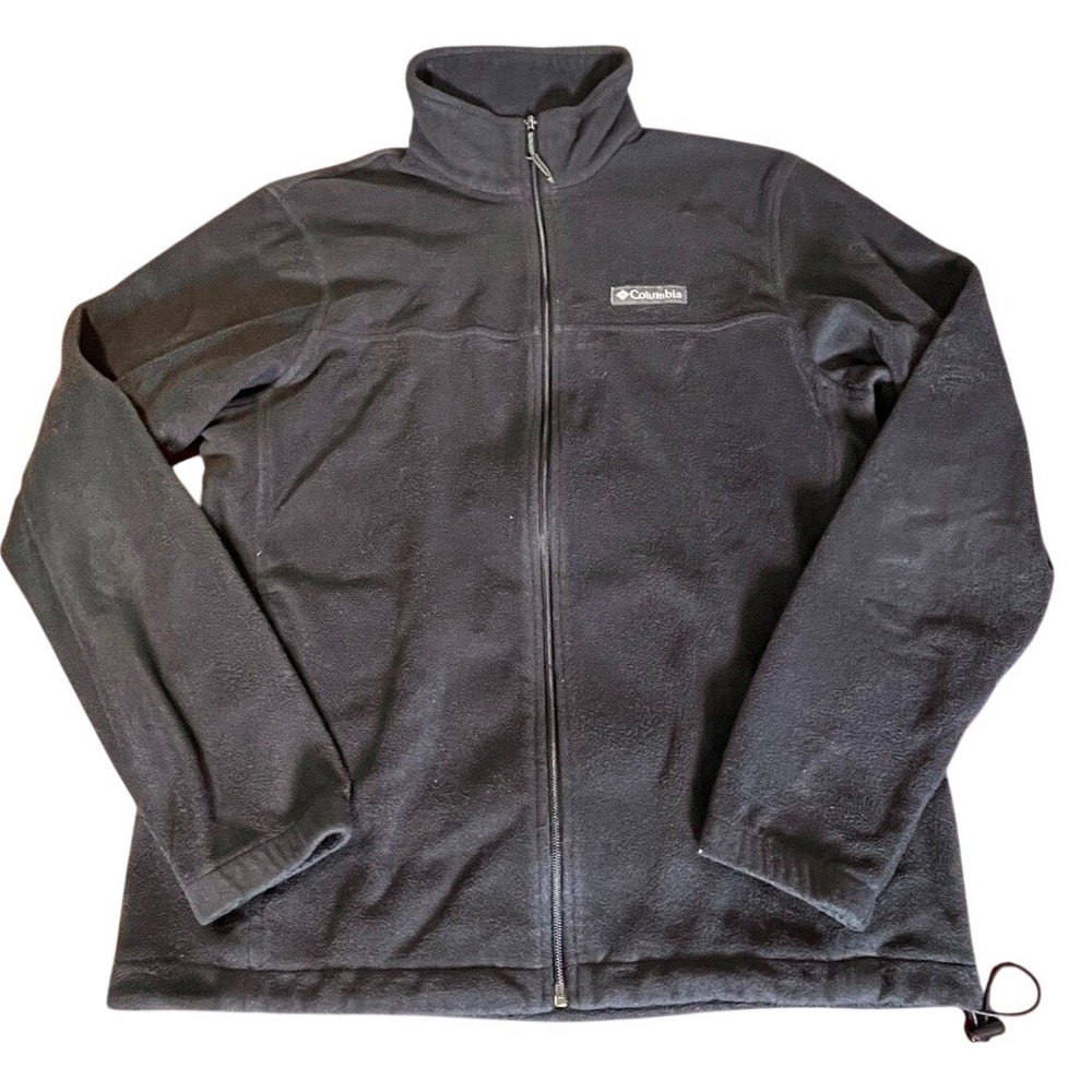 Columbia Soft Shell Fleece Jacket Men's M Black 100% Polyester Full Zip Spring